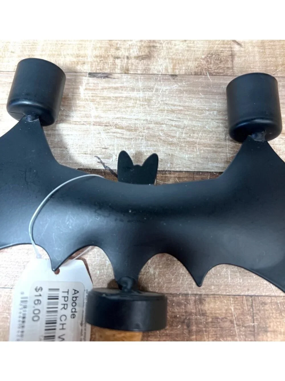 Bat-Shaped Black Metal Wine Bottle Topper & Dual Candle Holder By Abode